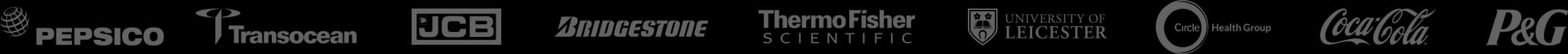 Companies that trust Sevron including Pepsico, Transocean, JCB, Bridgestone, ThermoFisher Scientific, University of Leicester, Cork Health Group, Coca-Cola, and P&G