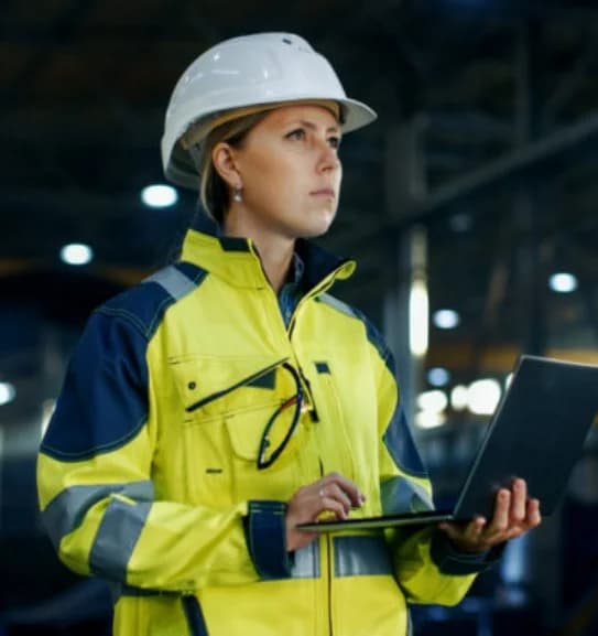 Safety professional with laptop